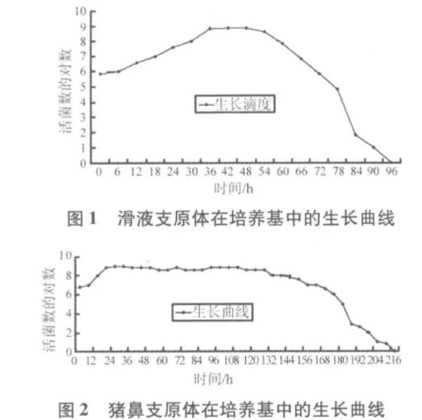 滑液支原体与猪鼻支原体生长曲线绘制及世代时间确定